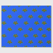 Papier Cadeau Noël Holly motif décoratif sur bleu (Plat)
