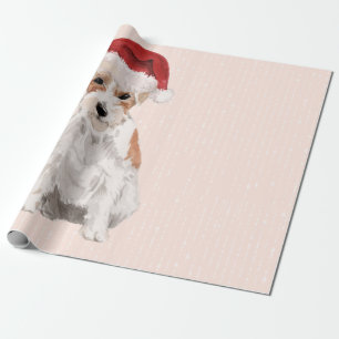 Papier Cadeau Noël Jack Russell Chien Santa Hat