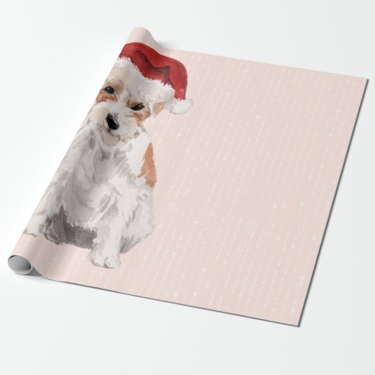 Papier Cadeau Noël Jack Russell Chien Santa Hat (Déroulé)