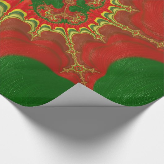 Papier Cadeau NOËL ~ Jaune Motif fractal Vert Rouge ~ (Coin)