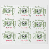 Papier Cadeau Noël JOY Green Wreath Photo Wrapper Paper (Plat)