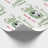 Papier Cadeau Noël JOY Green Wreath Photo Wrapper Paper (Coin)