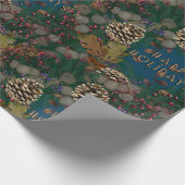 Papier Cadeau Noël Joyeuses vacances Pinecones Wreath (Coin)