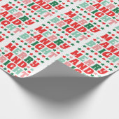 Papier Cadeau Noël Joyeux et brillant Moderne Gras Rose Rouge (Coin)