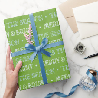 Papier Cadeau Noël Joyeux Et Lumineux Vert