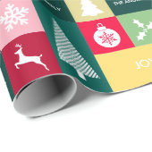 Papier Cadeau Noël Joyeux Jours fériés Nom moderne (Coin rond)