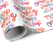 Papier Cadeau Noël Joyeux Tout Joyeux Toujours Moderne (Coin rond)