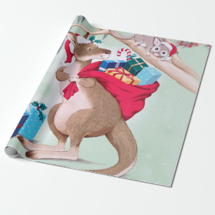 Papier Cadeau Noël kangourou - Art de Noël australien