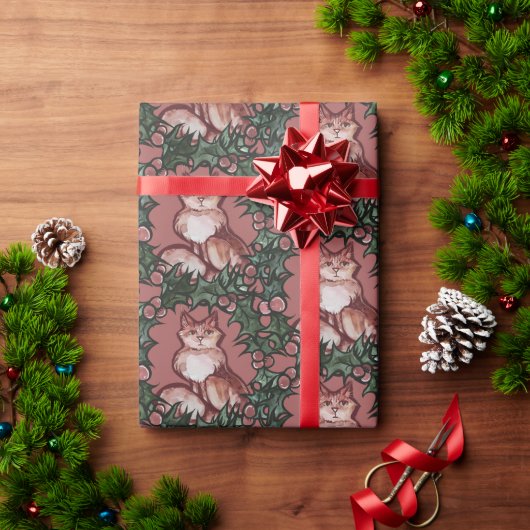 Papier Cadeau Noël Kitty Chat Xmas Orange Tabby Chats (Cadeau de vacances)