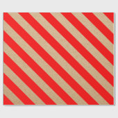 Papier Cadeau Noël Kraft Red Stripes (Plat)