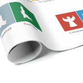 Papier Cadeau Noël Kwanzaa Hanoukka Solstice Yuletide (Coin rond)