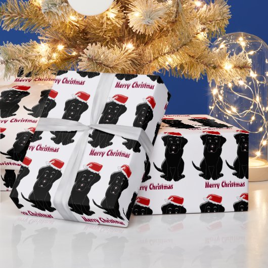 Papier Cadeau Noël Labrador noir (Vacances)