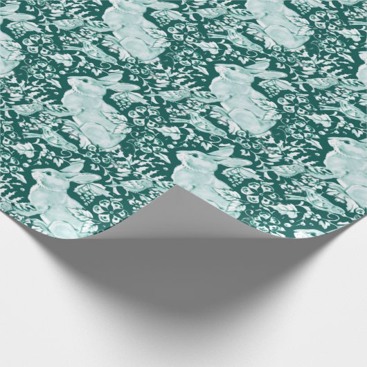 Papier Cadeau Noël lapin vert lapin lapin Oiseau Motif de bois (Coin)
