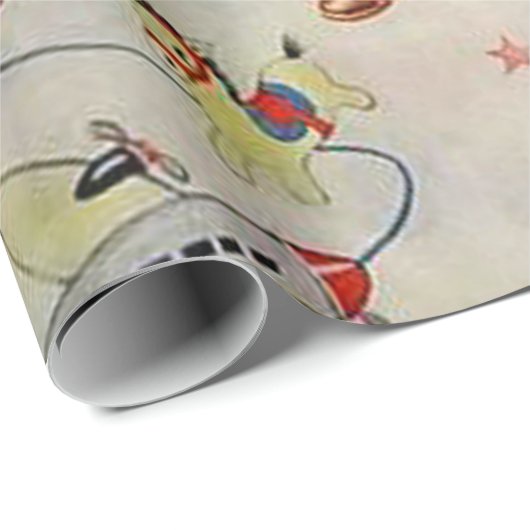 Papier Cadeau Noël Le Père Noël Toys Reindeer présente (Coin rond)