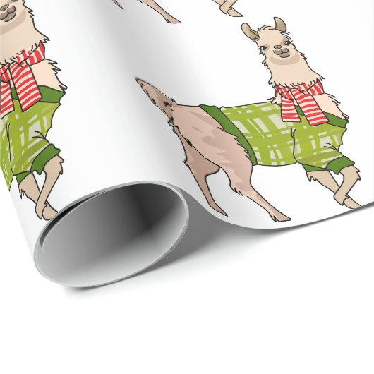 Papier Cadeau Noël Llama (Coin rond)