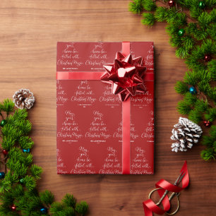 Papier Cadeau Noël Magie Rouge Famille Fêtes