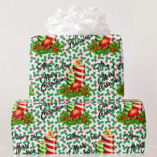 Papier Cadeau Noël Maman & Papa Personnaliser les noms Salutatio