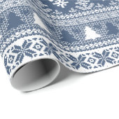 Papier Cadeau Noël Marine Bleu Vacances Knit Vilain Sweat (Coin rond)