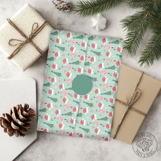 Papier Cadeau Noël Menthe Joyeux