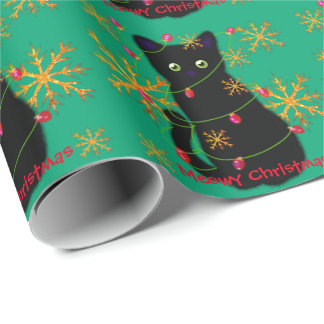 Papier Cadeau Noël Meowy | Cadeau amoureux des chats | chat noir