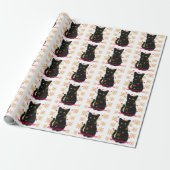 Papier Cadeau Noël Meowy | flocons d'or mousseux (Déroulé)