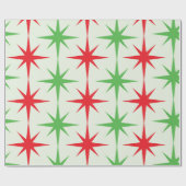 Papier Cadeau Noël Mid Century Red Green Starbursauts atomiques (Plat)