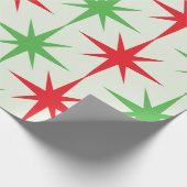 Papier Cadeau Noël Mid Century Red Green Starbursauts atomiques (Coin)