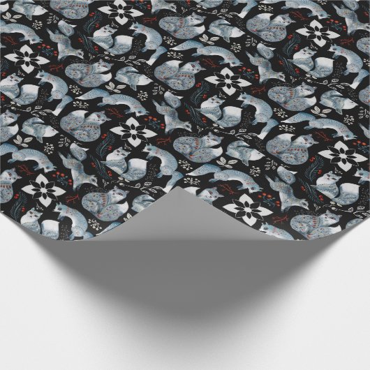 Papier Cadeau Noël mignon forêt foin animaux modèle (Coin)