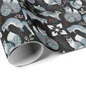 Papier Cadeau Noël mignon forêt foin animaux modèle (Coin rond)