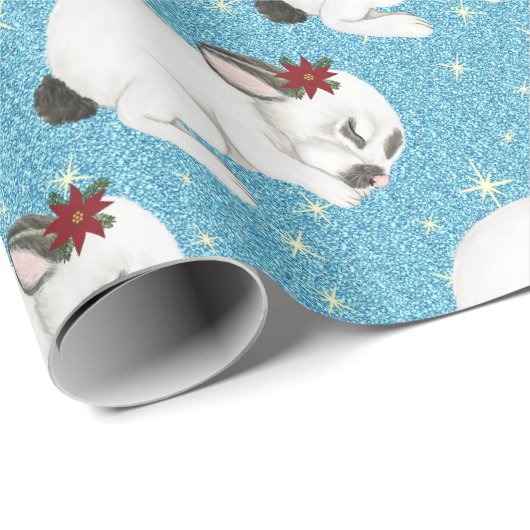 Papier Cadeau Noël mignon lapin mignonette Parties scintillant É (Coin rond)