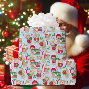 Papier Cadeau Noël mignon Nounours Holly Sucres de canne