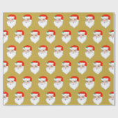 Papier Cadeau Noël mignon Père Noël en or (Plat)