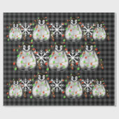 Papier Cadeau Noël mignon pingouin rouge lumières vert flocon de (Plat)