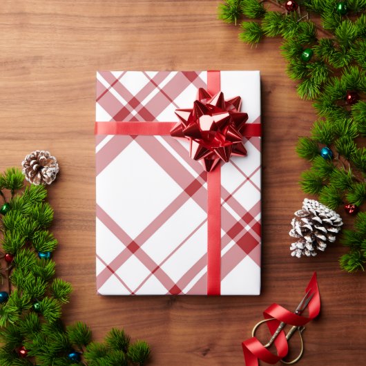 Papier Cadeau Noël mignon rouge et blanc plaid (Cadeau de vacances)