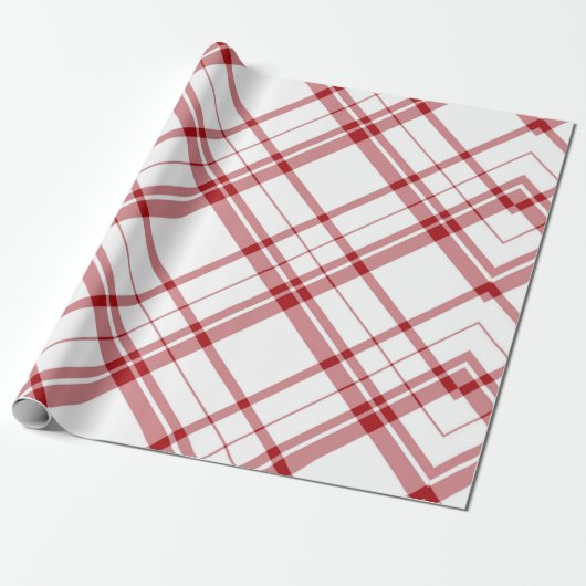 Papier Cadeau Noël mignon rouge et blanc plaid (Déroulé)