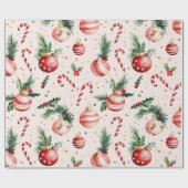 Papier Cadeau Noël mignon rouge rose (Plat)