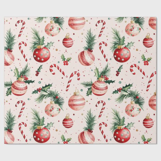 Papier Cadeau Noël mignon rouge rose (Plat)