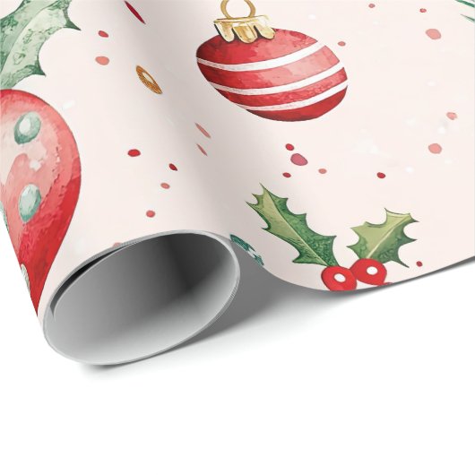 Papier Cadeau Noël mignon rouge rose (Coin rond)