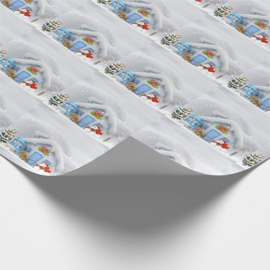 Papier Cadeau Noël mignon Snowman Père Noël Pôle Nord (Coin)