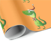 Papier Cadeau Noël mignon T-rex (Coin rond)
