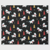 Papier Cadeau Noël mignon Unicorns Vacances d'hiver Cadeau (Plat)