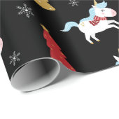 Papier Cadeau Noël mignon Unicorns Vacances d'hiver Cadeau (Coin rond)
