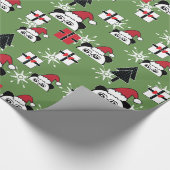 Papier Cadeau Noël mignonne Père Noël Pandas avec cadeaux (Coin)