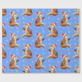 Papier Cadeau Noël mignonne Renard rouge avec Motif de flocons d (Plat)