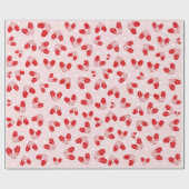 Papier Cadeau Noël Mittens Rouge rose simple Motif enveloppé (Plat)