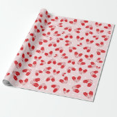 Papier Cadeau Noël Mittens Rouge rose simple Motif enveloppé (Déroulé)