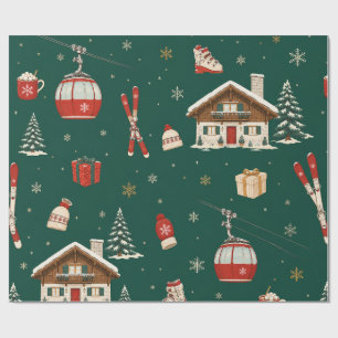 Papier cadeau Noël Moderne Alpin Après-Ski Pin des