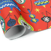 Papier Cadeau Noël moderne des années 1950 au milieu du siècle (Coin rond)