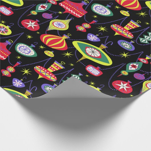 Papier Cadeau Noël moderne des années 1950 au milieu du siècle (Coin)