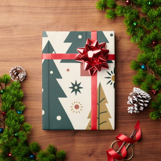Papier Cadeau Noël Moderne du Milieu du Siècle (Cadeau de vacances)